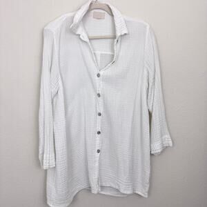 Honest Cotton Womens Guazy Button Shirt Tunic Top Size S/M 100% Cotton Beachy